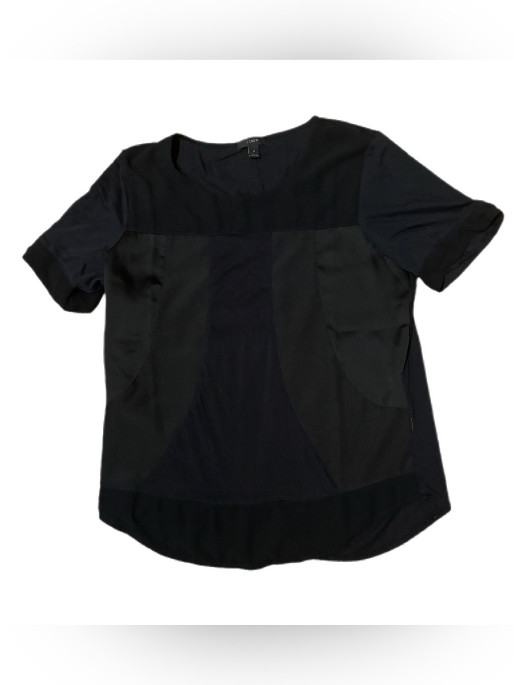 J. Crew Black Short-Sleeve Mixed-Media Top Medium